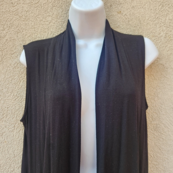 Eileen Fisher Women's Vest Small Black Whimsigoth Witchy Oversized Knit Pockets - Picture 2 of 10